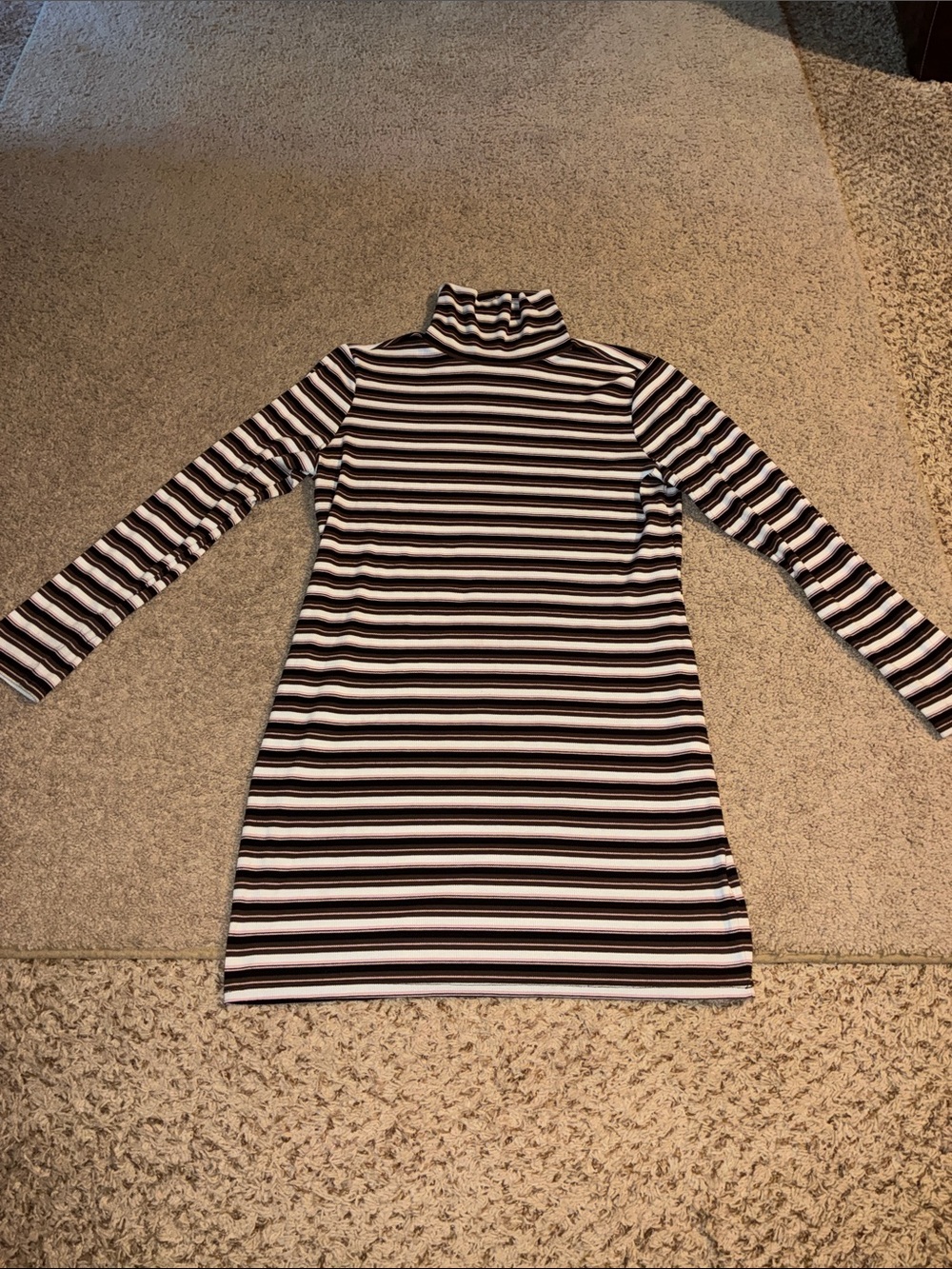 Striped Black and White/Brown/pink  Turtleneck Dress size 2XL
